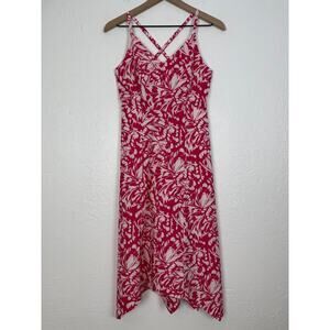 Krimson Klover Sleeveless Strappy Crossback Tropical Print Midi Dress Sz Small
